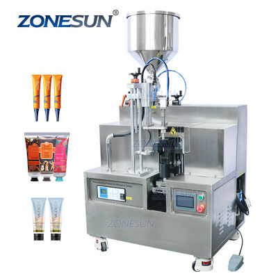 quality  ZONESUN Food Toothpaste Semi Automatic Plastic Cosmetics Cream Lip Gloss Ointment Honey Gels Tube Filling And Sealing Machine factory
